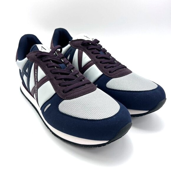 Armani Exchange A/X Men's Rio Logo Sneakers Blue Grey US 10 - Picture 1 of 8